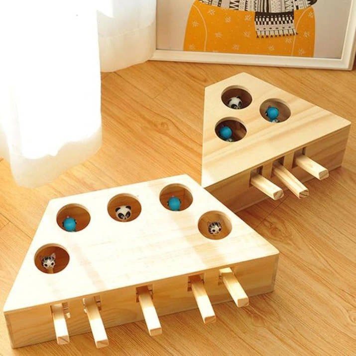 Meowblu™ Wooden Whack-a-Mole Cat Toys
