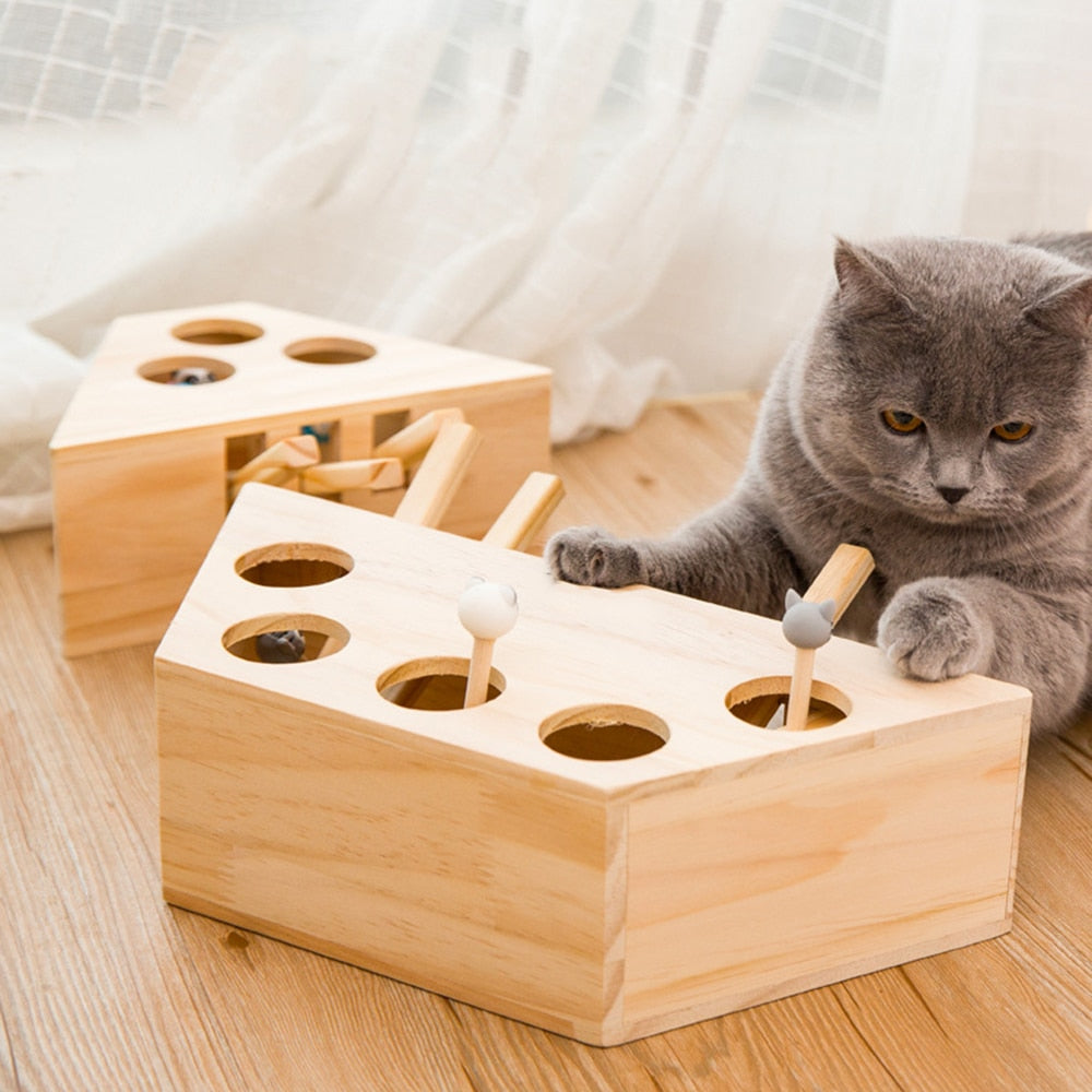 Meowblu™ Wooden Whack-a-Mole Cat Toys