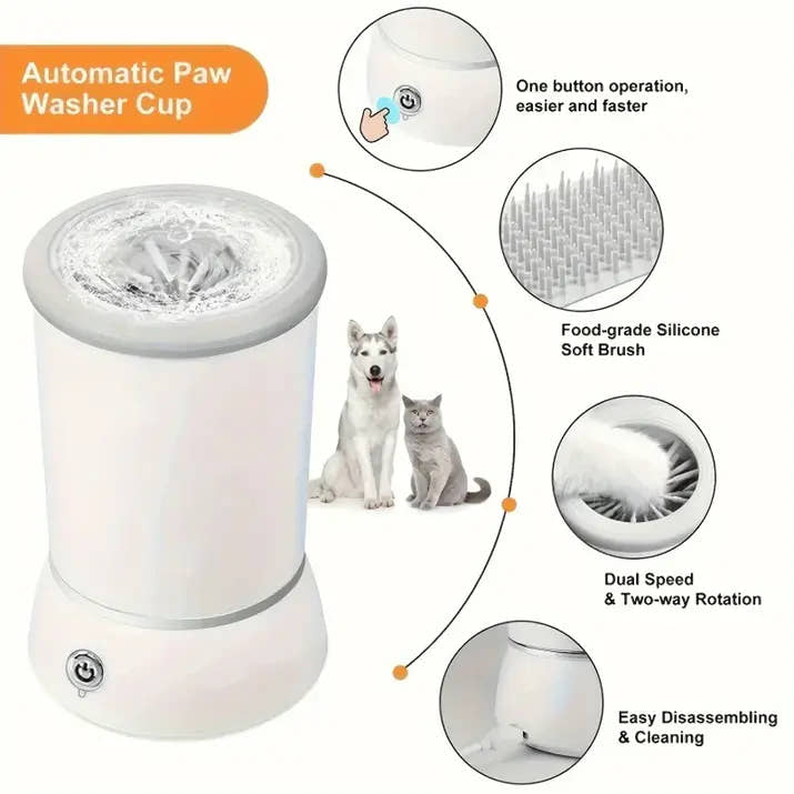 Meowblu™ Pet Feet Washer Electrical Pet Paw Cleaner Automatic Pet Foot Cleaning Cup Portable Quick Low Noise Dog Cat Paw Cleaner - LAMGOOL